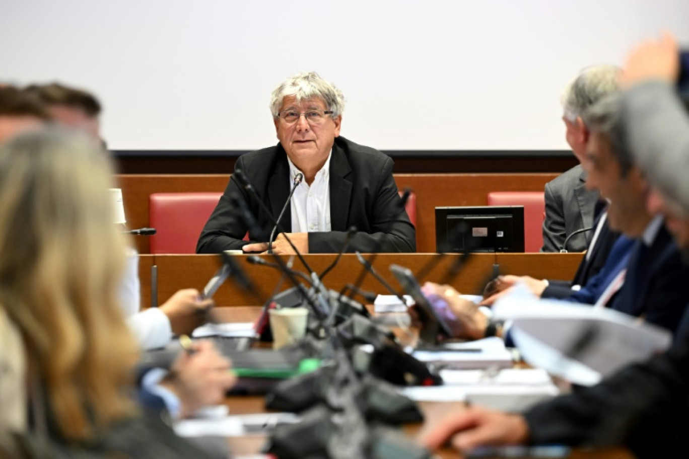 Le président de la commission des Finances de l'Assemblée nationale Eric Coquerel, durant une réunion de la commission à Paris le 16 octobre 2024 © Bertrand GUAY