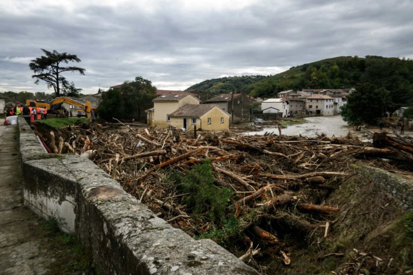 Dégâts dans le village de Limony, en Ardèche, le 18 octobre 2024, au lendemain de pluies diluviennes qui ont provoqué des inondations © JEFF PACHOUD