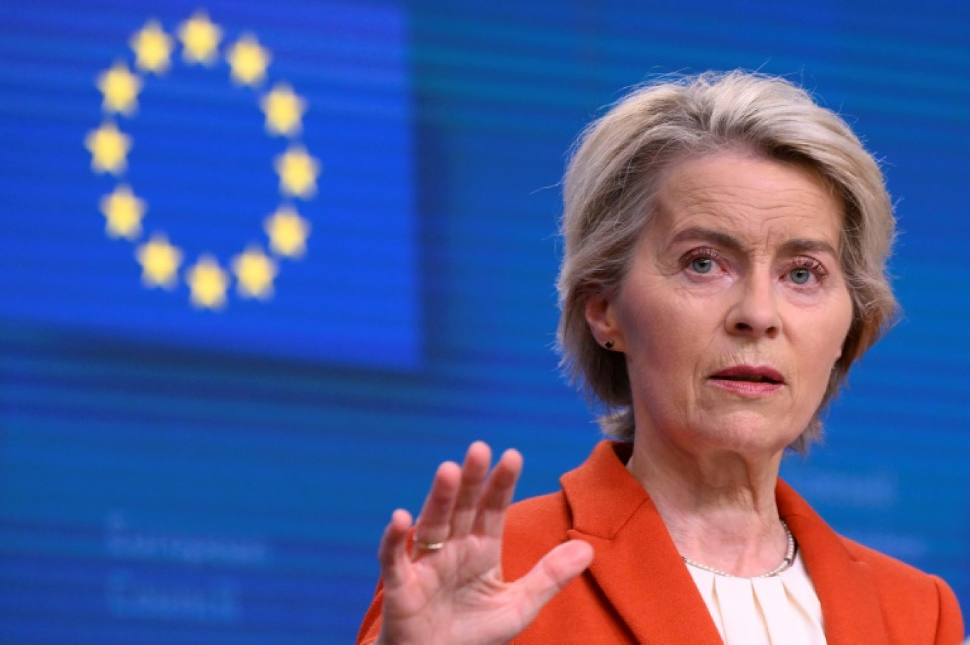 La présidente de la Commission européenne Ursula von der Leyen s'exprime lors d'une conférence de presse à l'issue du sommet de l'UE à Bruxelles, le 17 octobre 2024 © JOHN THYS