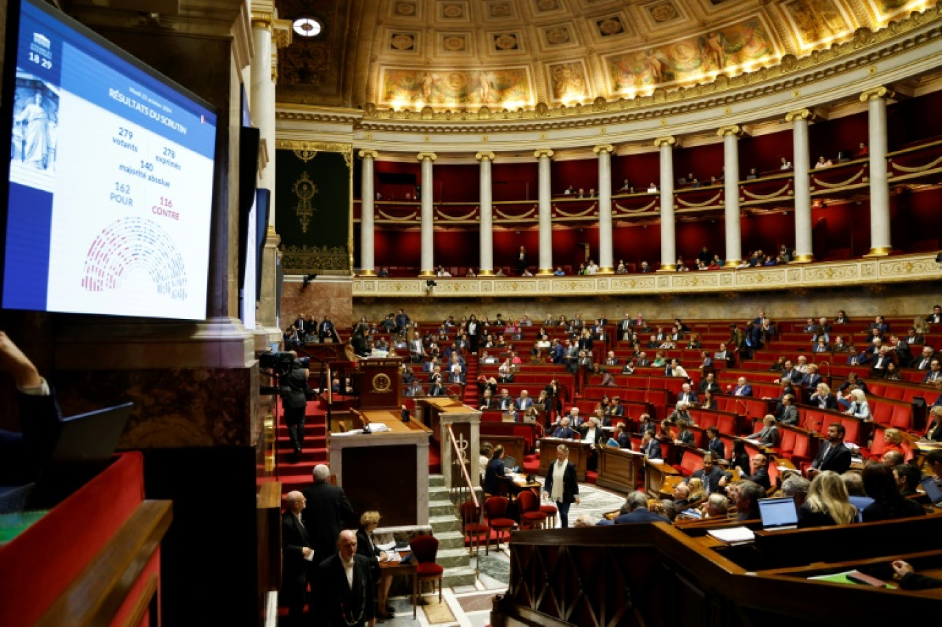 Vue générale de l'Assemblée nationale après que les députés ont voté lors d'une séance de débat sur le projet de budget 2025, à Paris, le 22 octobre 2024 © Ludovic MARIN