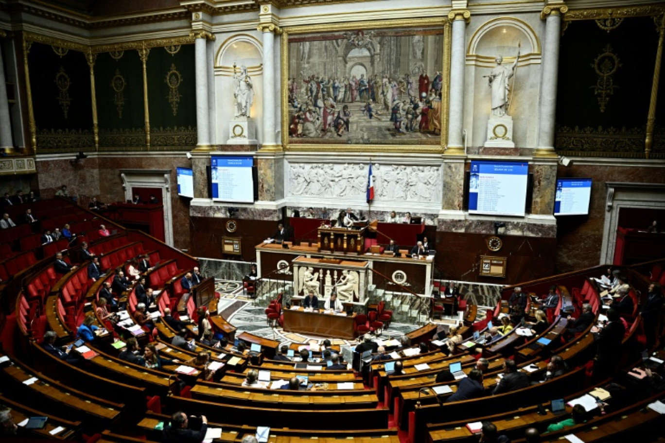 Les bancs des quatre groupes de la coalition gouvernementale sont clairsemés à l'Assemblée depuis le début de la discussion budgétaire, signe d'une forme de "démobilisation" à l'heure où le budget s'écrit ailleurs © JULIEN DE ROSA