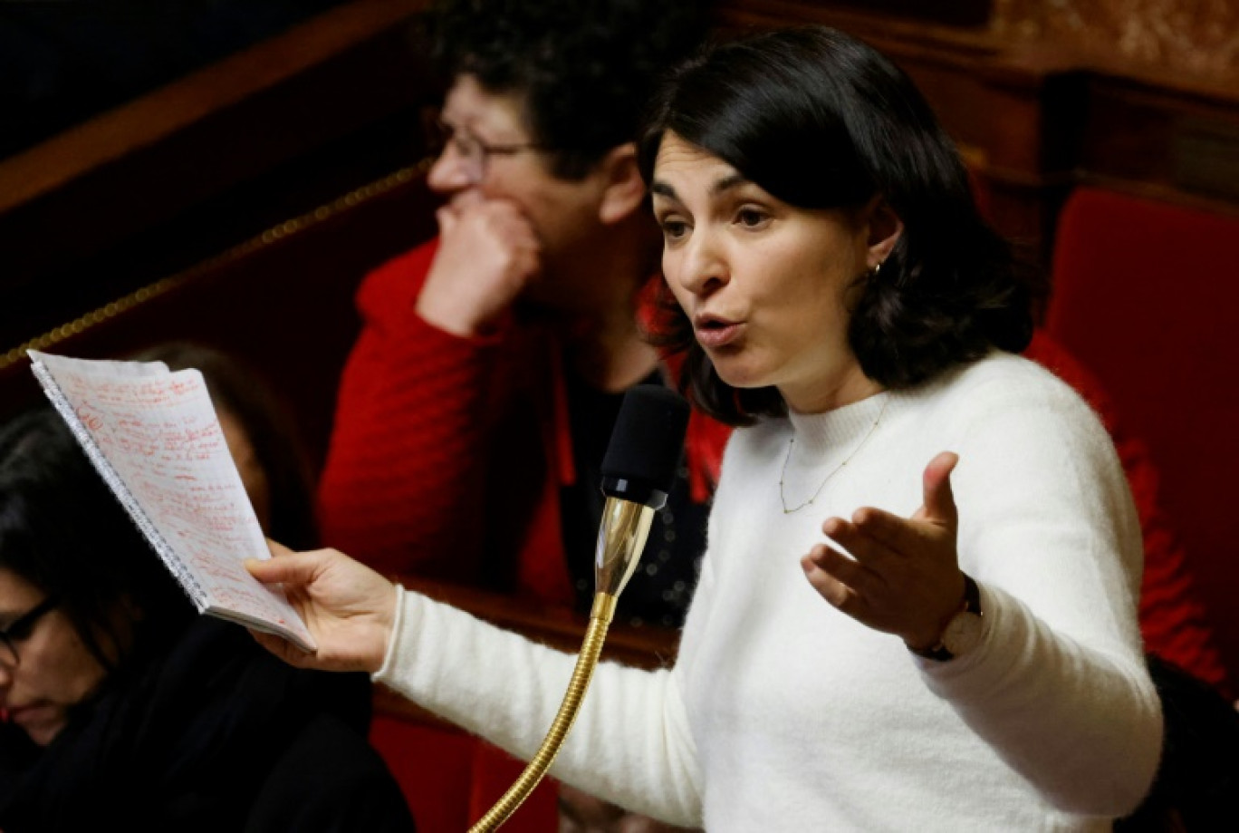 La députée Insoumise Aurélie Trouvé à l'Assemblée nationale, à Paris, le 13 février 2023 © Ludovic MARIN