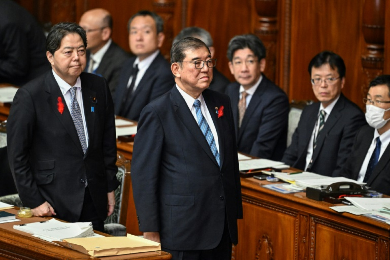 Le Premier ministre japonais Shigeru Ishiba (centre), le 4 octobre 2024 à la Diète à Tokyo © Philip FONG