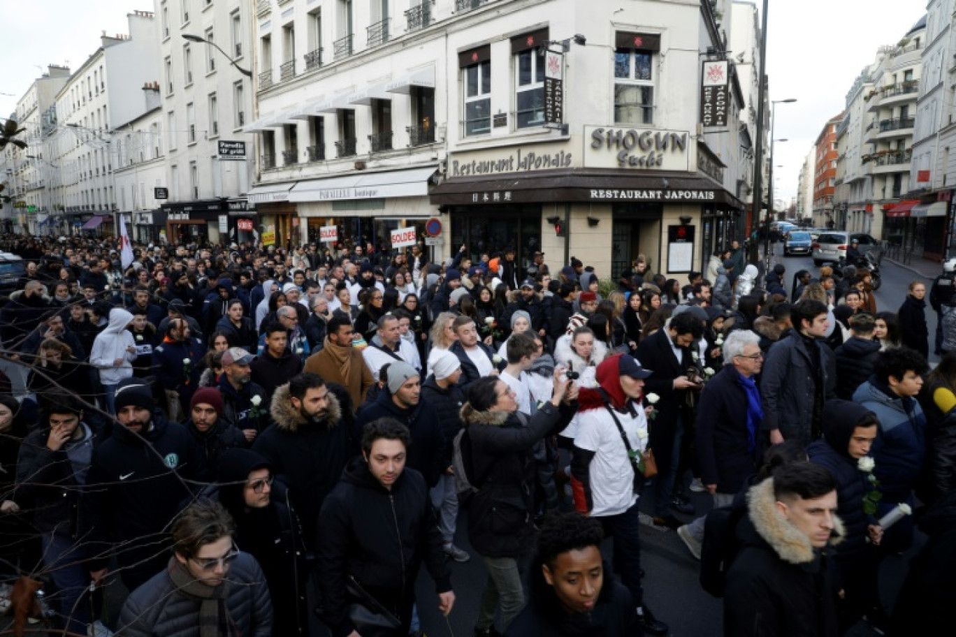 Marche en mémoire de Cédric Chouviat le 12 janvier 2020 à Levallois-Perret, près de Paris © GEOFFROY VAN DER HASSELT