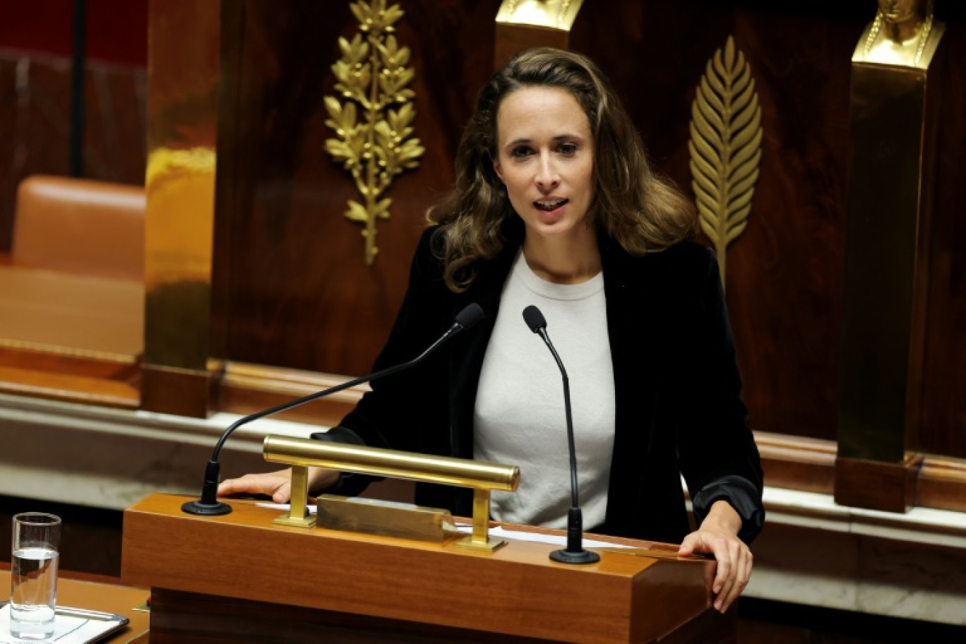 La députée de la France insoumise et vice-présidente de l'Assemblée nationale Clémence Guetté dans l'Hémicycle, le 8 octobre 2024 © Thomas SAMSON