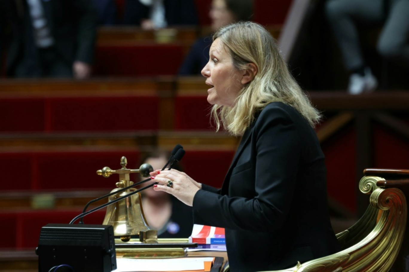 La présidente de l'Assemblée nationale, Yaël Braun-Pivet, lors des questions au gouvernement, le 6 novembre 2024 à Paris © Alain JOCARD