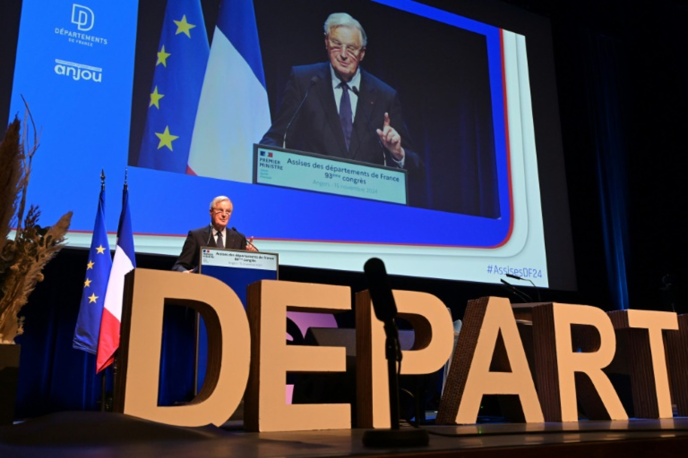 Intervention du Premier ministre Michel Barnier au 93e congrès des Assises des Départements de France, Angers, le 15 novembre 2024 © Damien MEYER