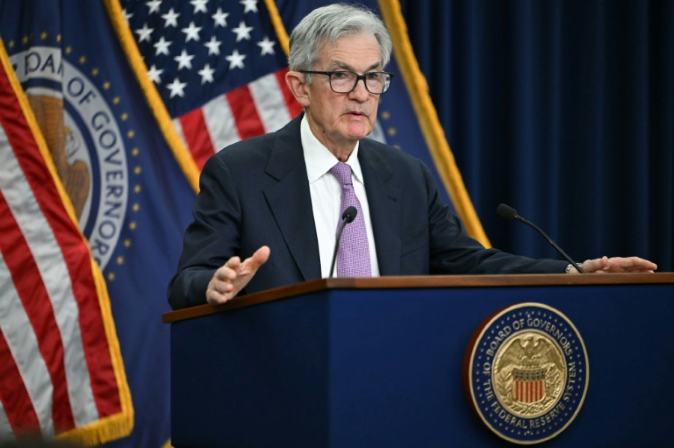 Le président de la Réserve fédérale américaine Jerome Powell, lors de la conférence de presse de presse ayant suivi la dernière réunion de l'institution, le 7 novembre 2024 à Washington © ANDREW CABALLERO-REYNOLDS