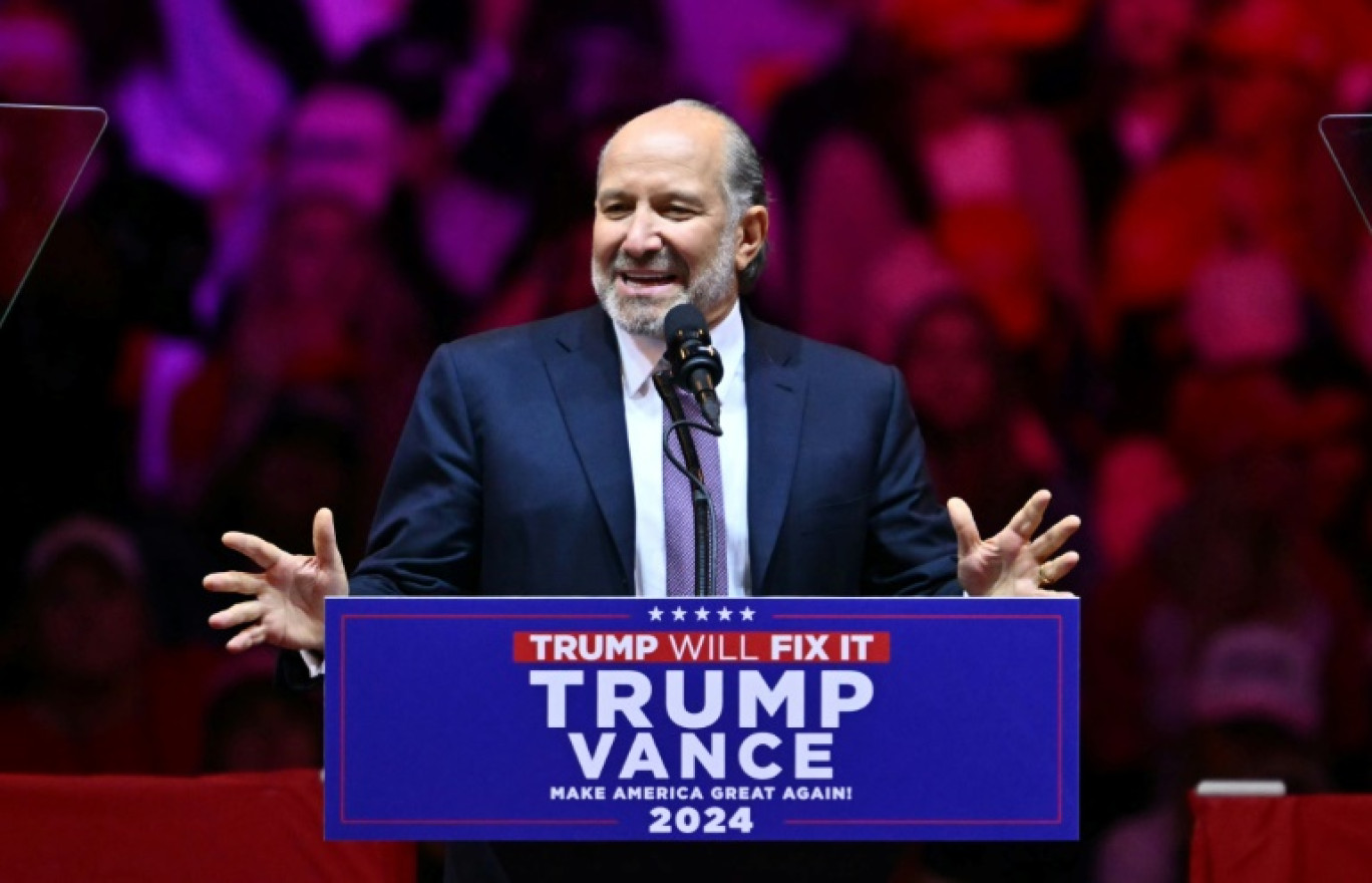 Howard Lutnick lors d'un meeting de Donald Trump au Madison Square Garden de New York, le 27 octobre 2024 © ANGELA WEISS