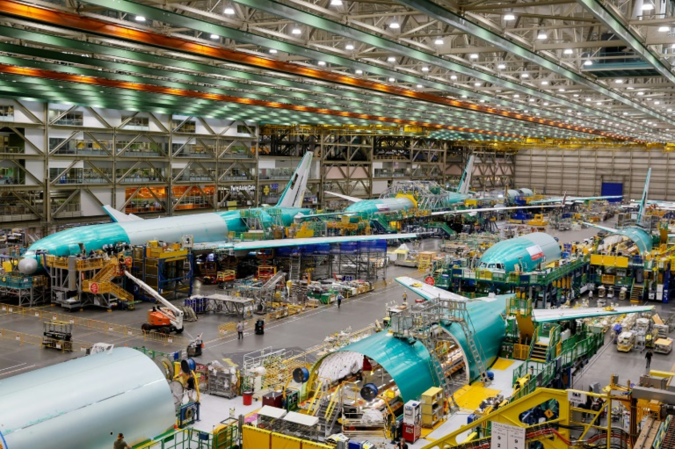 Dans l'usine du programme 777 de Boeing, à Everett (nord-ouest) le 26 juin 2024 © Jennifer Buchanan