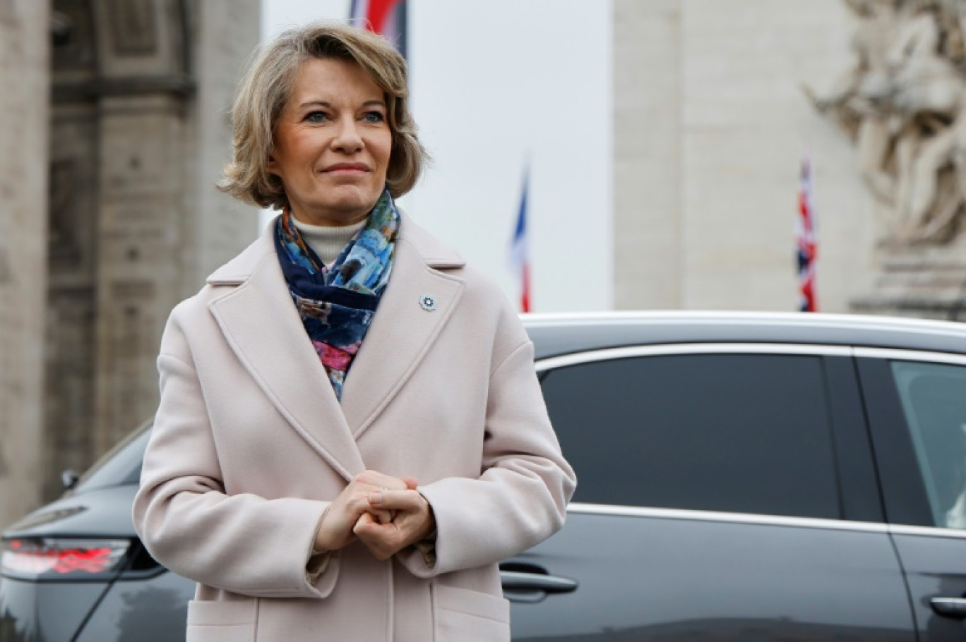 La ministre de l'Education Anne Genetet, place de l'Etoile à Paris le 11 novembre 2024. © Ludovic MARIN