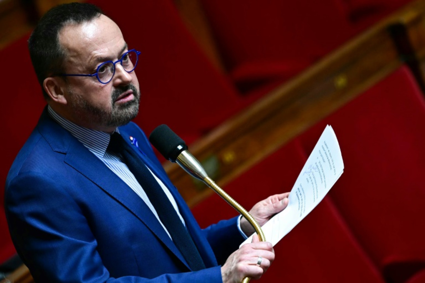 Le député LR Yannick Neuder à l'Assemblée nationale, à Paris, le 2 avril 2024 © Miguel MEDINA