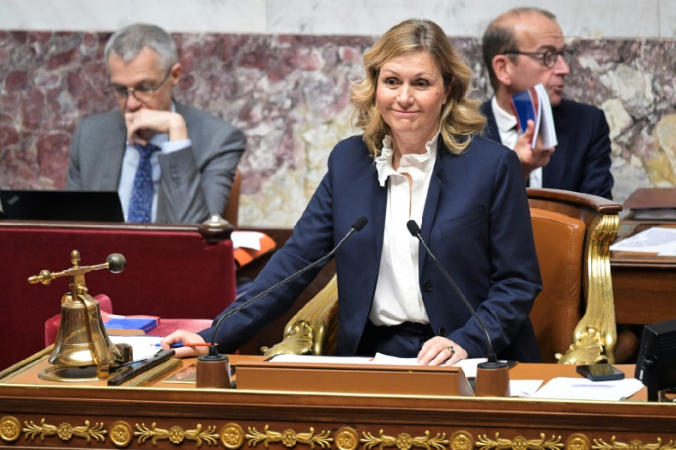 La présidente de l'Assemblée nationale, Yaël Braun-Pivet, dans l'hémicycle, à Paris, le 29 octobre 2024 © Bertrand GUAY