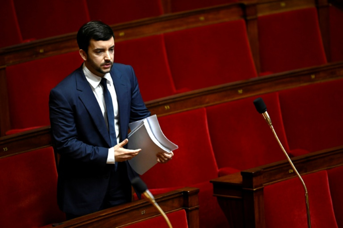 Le député du RN Jean-Philippe Tanguy à l'Assemblée nationale, à Paris, le 21 octobre 2024 © JULIEN DE ROSA