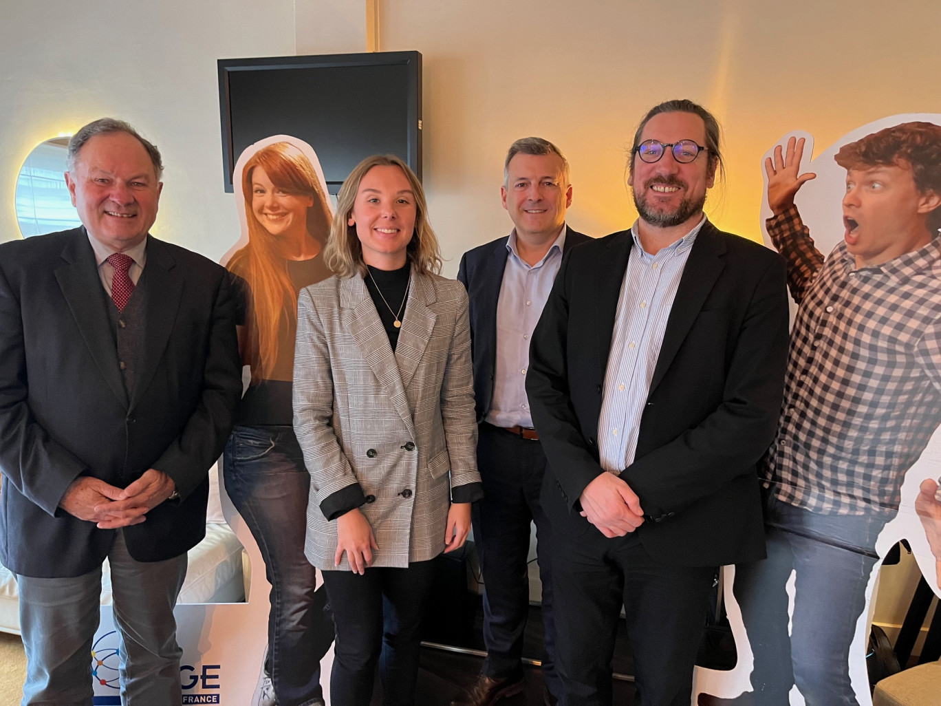 Yves Duruflé, président de BGE Hauts-de-France, Camille Thirionnet,  référente régionale de la sensibilisation à l'entrepreneuriat en milieu scolaire, Grégory Sagez, directeur général et Jérémy Beeuwsaert, responsable communication.