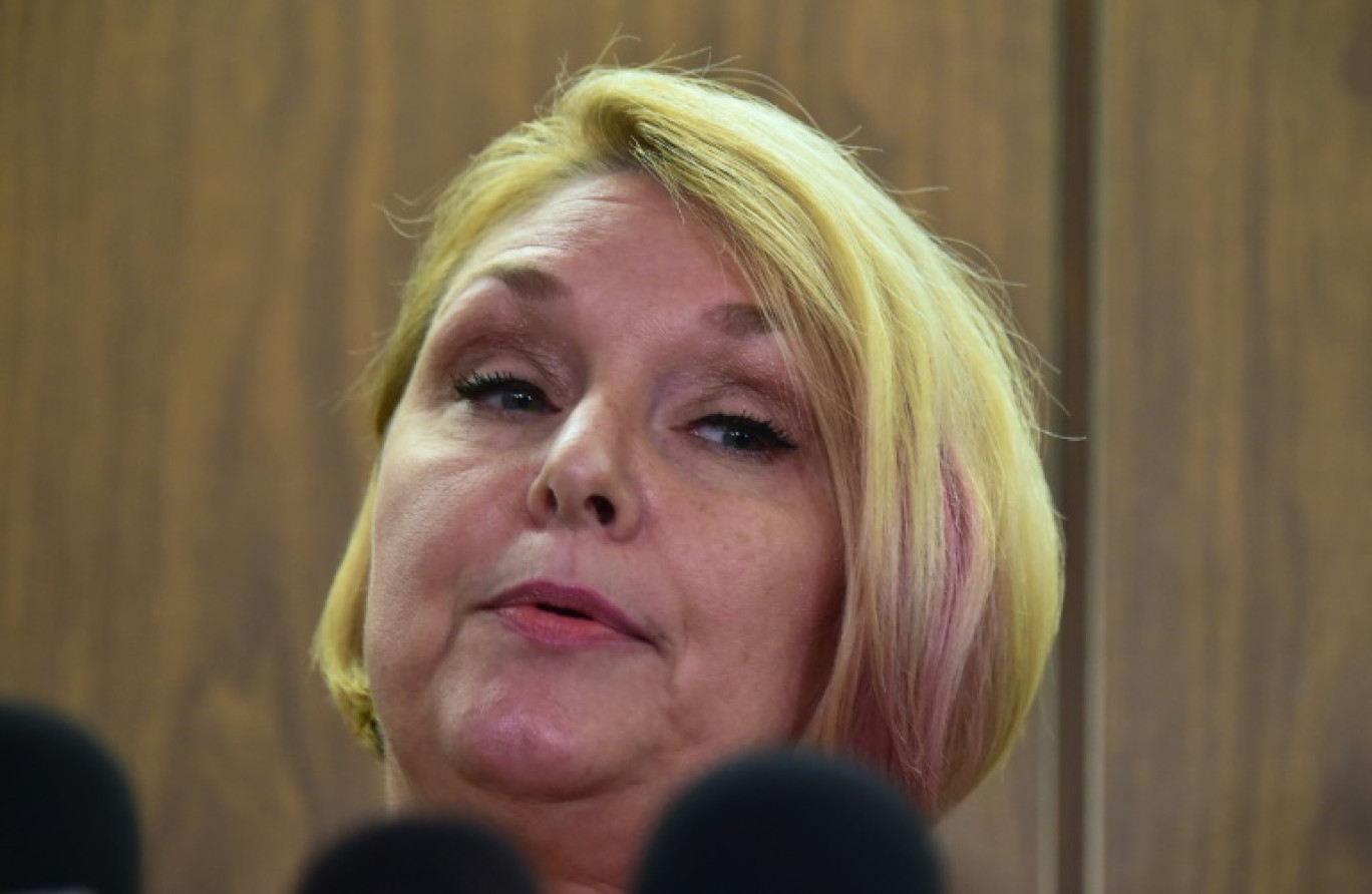 Samantha Geimer lors d'un point presse à Los Angeles, le 9 juin 2017 © FREDERIC J. BROWN