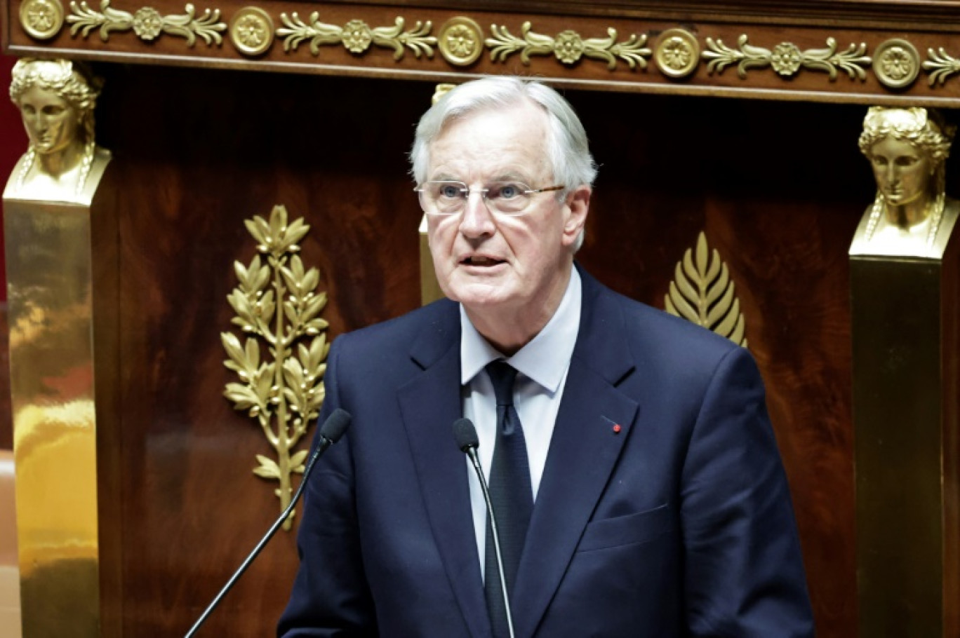 Le Premier ministre Michel Barnier à l'Assemblée nationale à Paris le 2 décembre 2024 © STEPHANE DE SAKUTIN