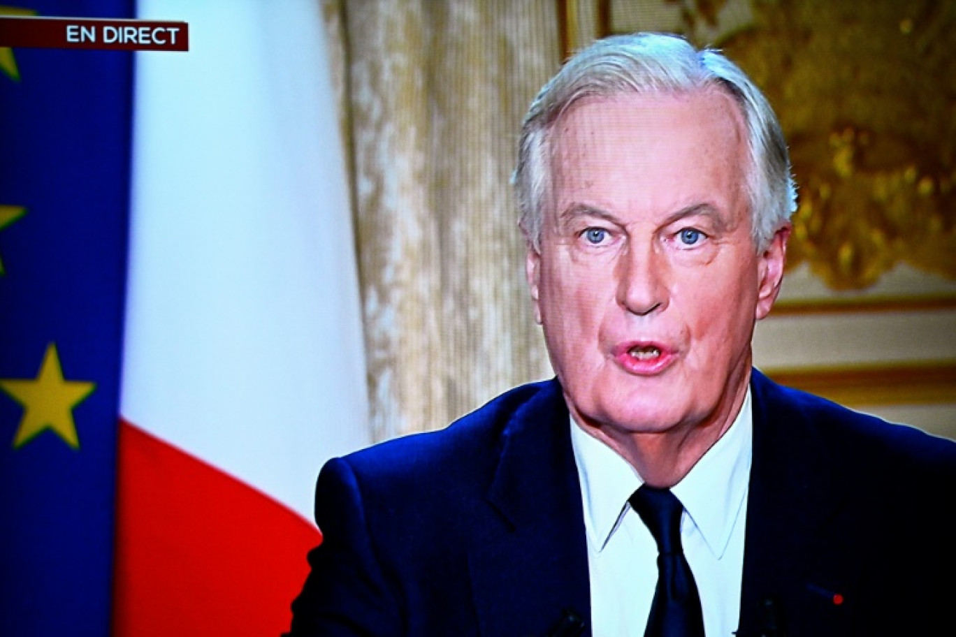 Le Premier ministre Michel Barnier à la télévision le 3 décembre 2024 © JULIEN DE ROSA