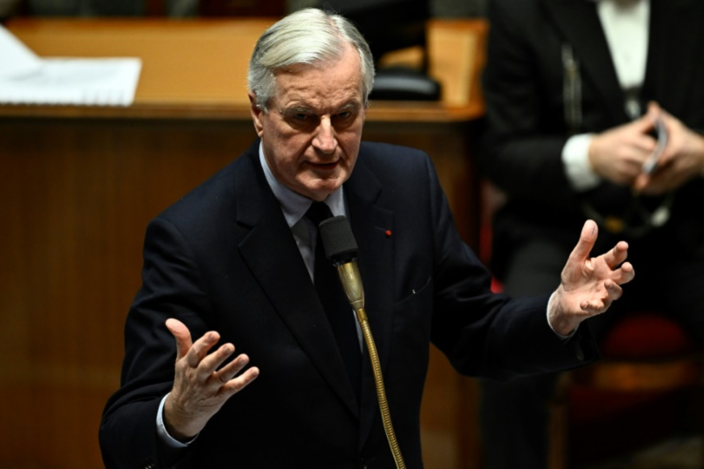 Le Premier ministre Michel Barnier lors d'une séance de questions au gouvernement à l'Assemblée nationale, le 3 décembre 2024 à Paris © JULIEN DE ROSA