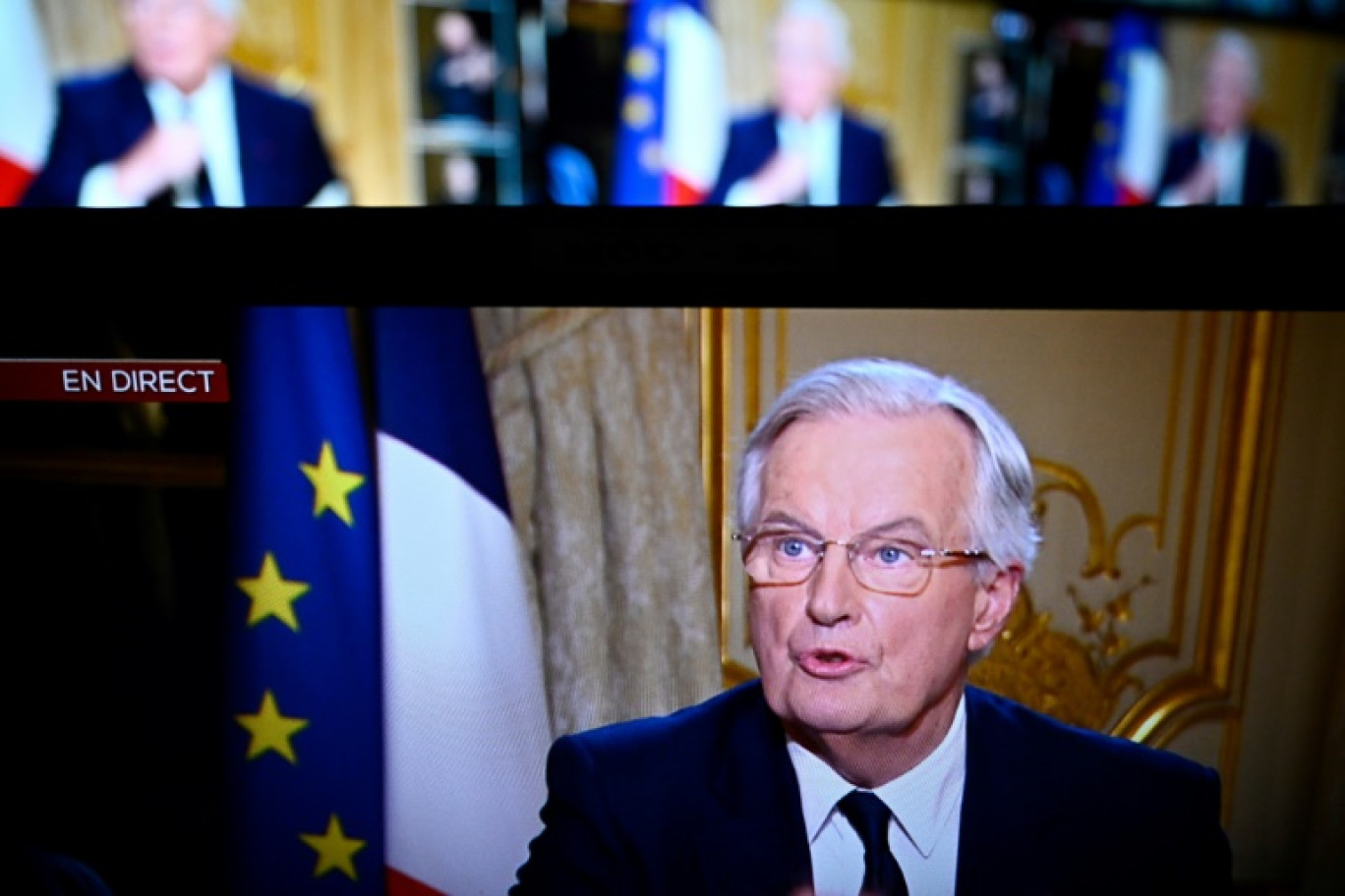 Le Premier ministre Michel Barnier lors d'une interview télévisée le 3 décembre 2024 © JULIEN DE ROSA