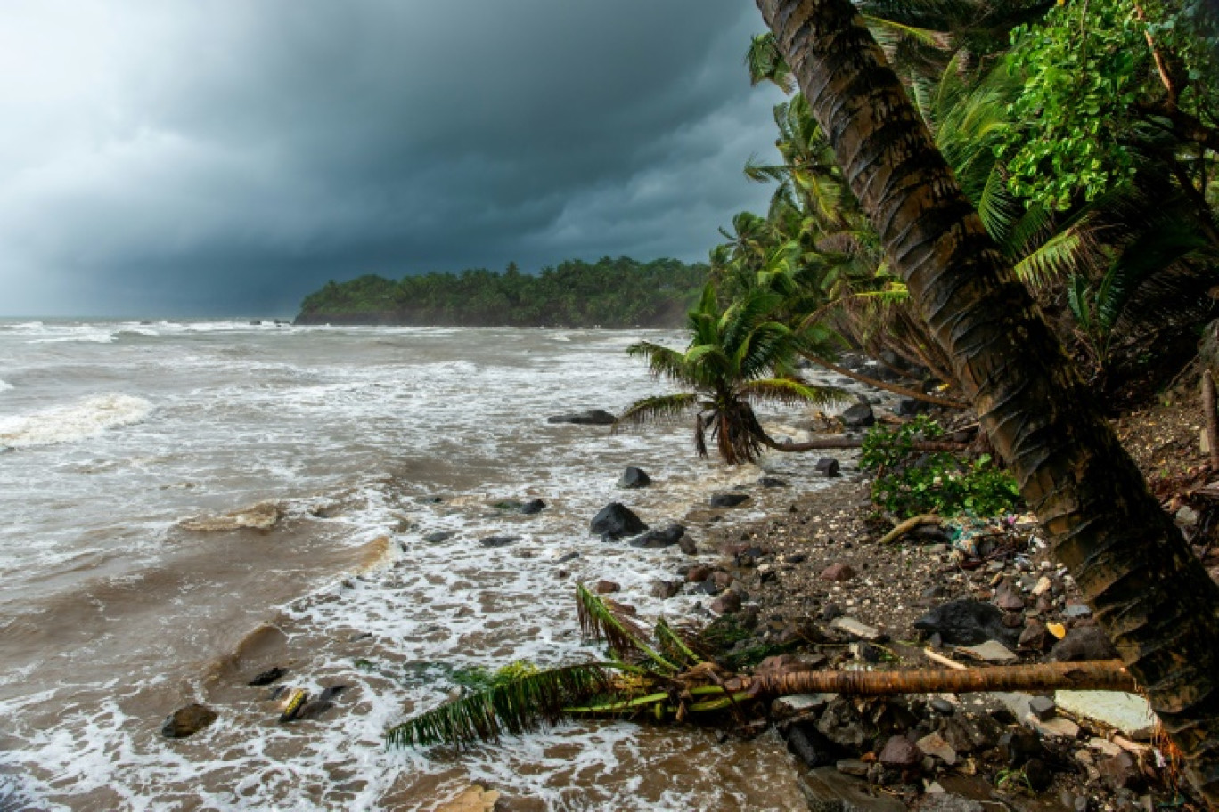 La côte à Capesterre-Belle-Eau, en Guadeloupe, après le passage de la tempête Fiona, le 17 septembre 2022 © Lara Balais