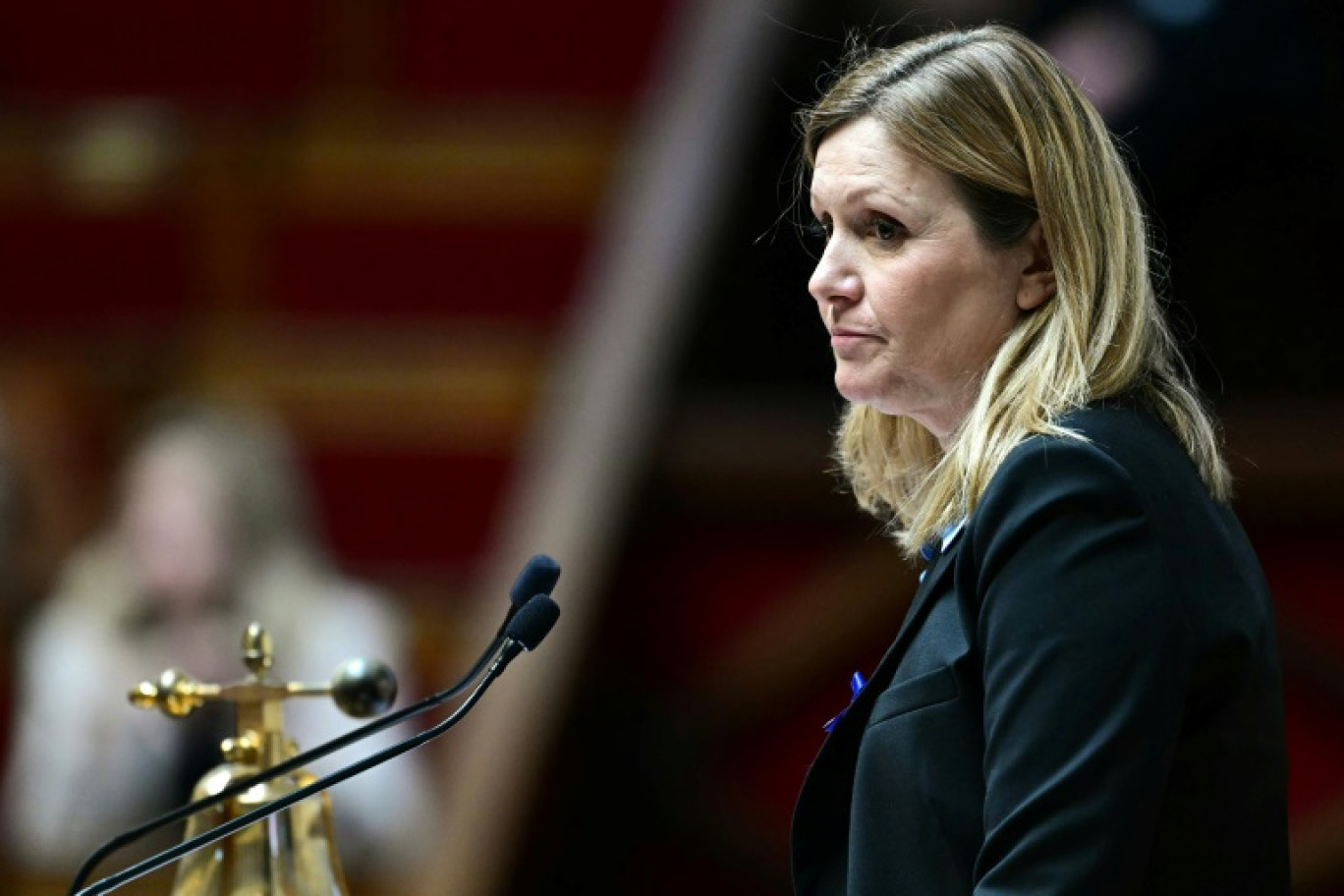 La présidente de l'Assemblée nationale Yaël Braun-Pivet dans l'Hémicycle, le 2 avril 2024 © Miguel MEDINA