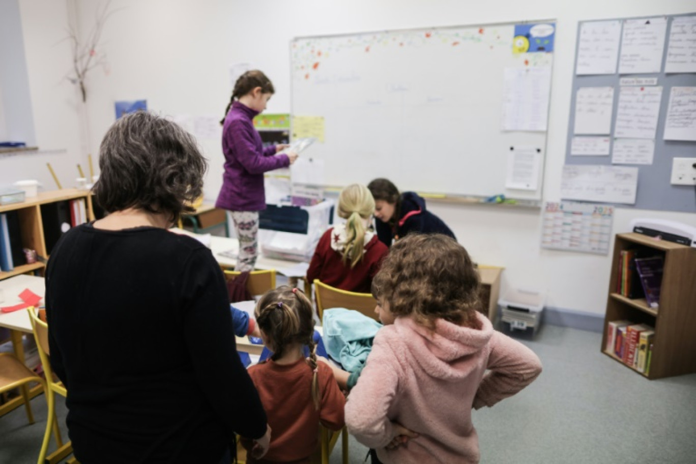 Les élèves de "L'école de la lisière", à Champniers-et-Reilhac, en Dordogne, le 2 décembre 2024 © Thibaud MORITZ