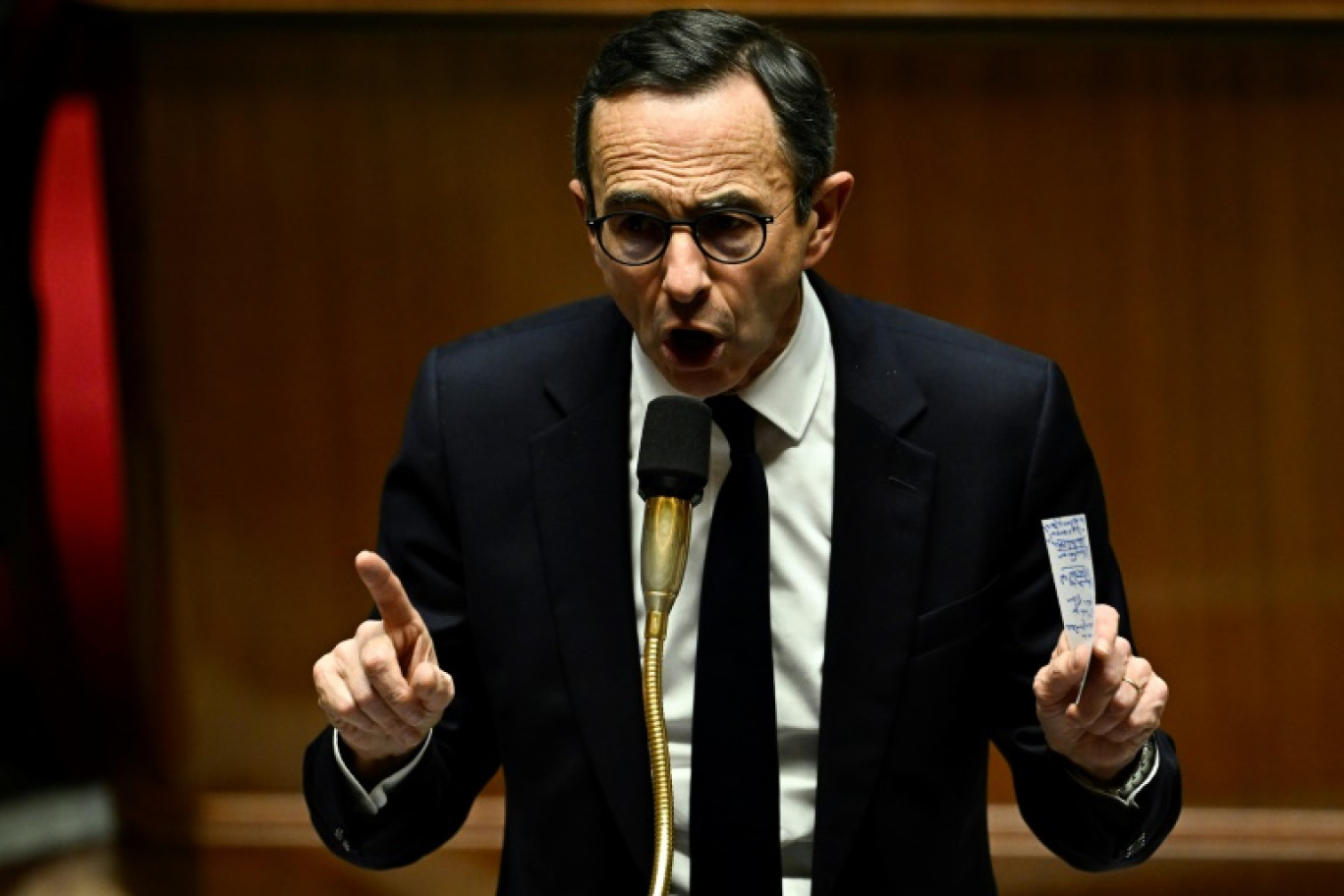 Bruno Retailleau lors d'une session de questions au gouvernement à l'Assemblée nationale, Paris, le 3 décembre 2024 © JULIEN DE ROSA