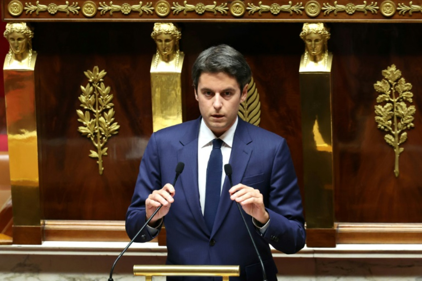 Gabriel Attal à l'Assemblée nationale lors du débat précédant les votes sur la motion de censure du gouvernement du Premier ministre Michel Barnier, le 4 décembre 2024 à Paris © Alain JOCARD