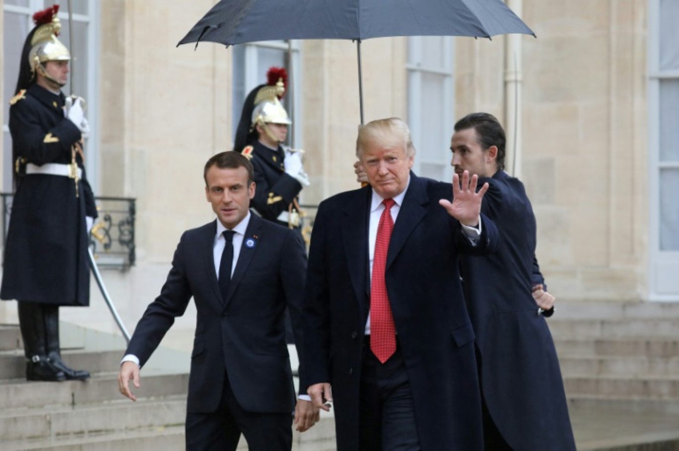 Le président Emmanuel Macron et Donald Trump à l'Elysée, le 10 novembre 2018, lors d'une visite de son homologue américain à l'occasion du 100ème anniversaire de l'armistice du 11 novembre 1918 marquant la fin de la Première guerre mondiale © ludovic MARIN