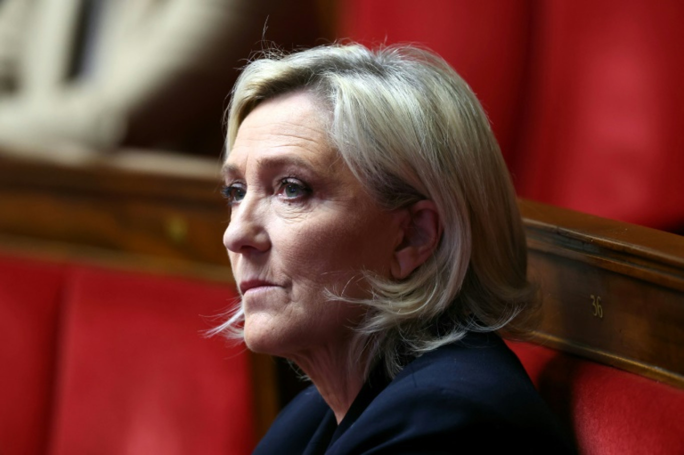 La cheffe de file des députés du Rassemblement national Marine Le Pen à l'Assemblée nationale, à Paris, le 4 décembre 2024 © Alain JOCARD