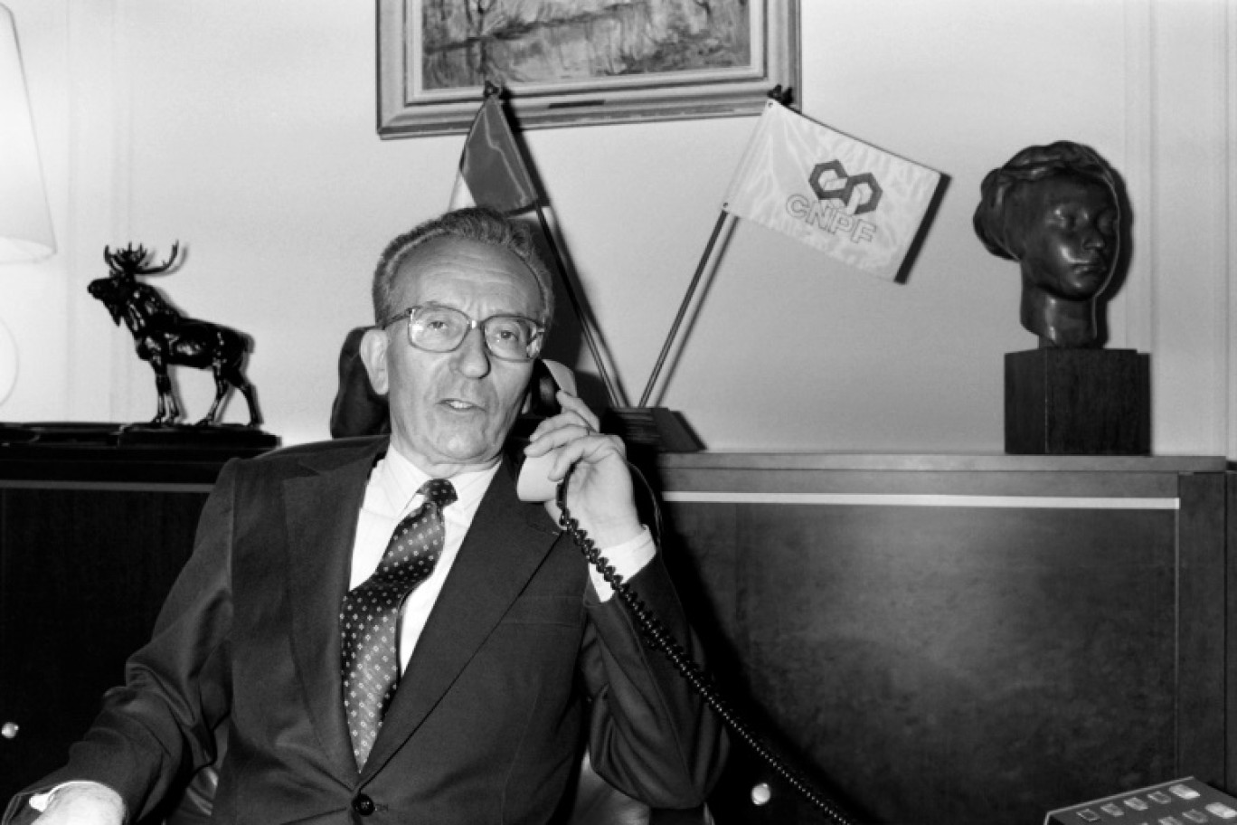 Yvon Gattaz, président du Conseil national du patronat français (CNPF), le 27 juin 1985 à Paris © PIERRE GUILLAUD