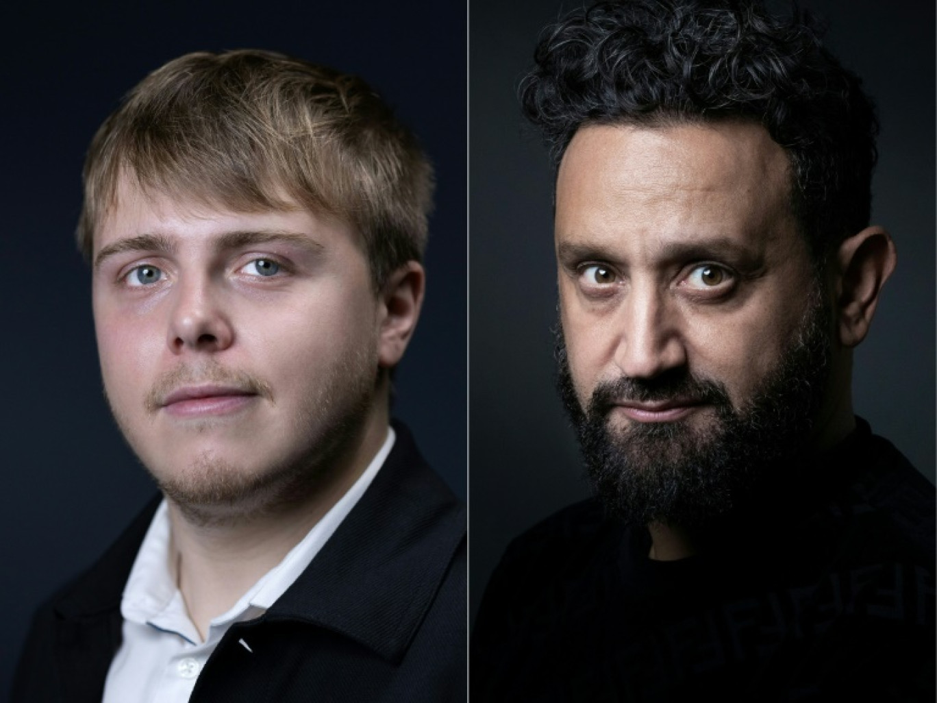 Combinaison d'images montrant le député français de La France Insoumise (LFI) Louis Boyard (g), à Paris le 6 septembre 2023, et l'animateur de télévision Cyril Hanouna, à Paris le 30 septembre 2021 © JOEL SAGET