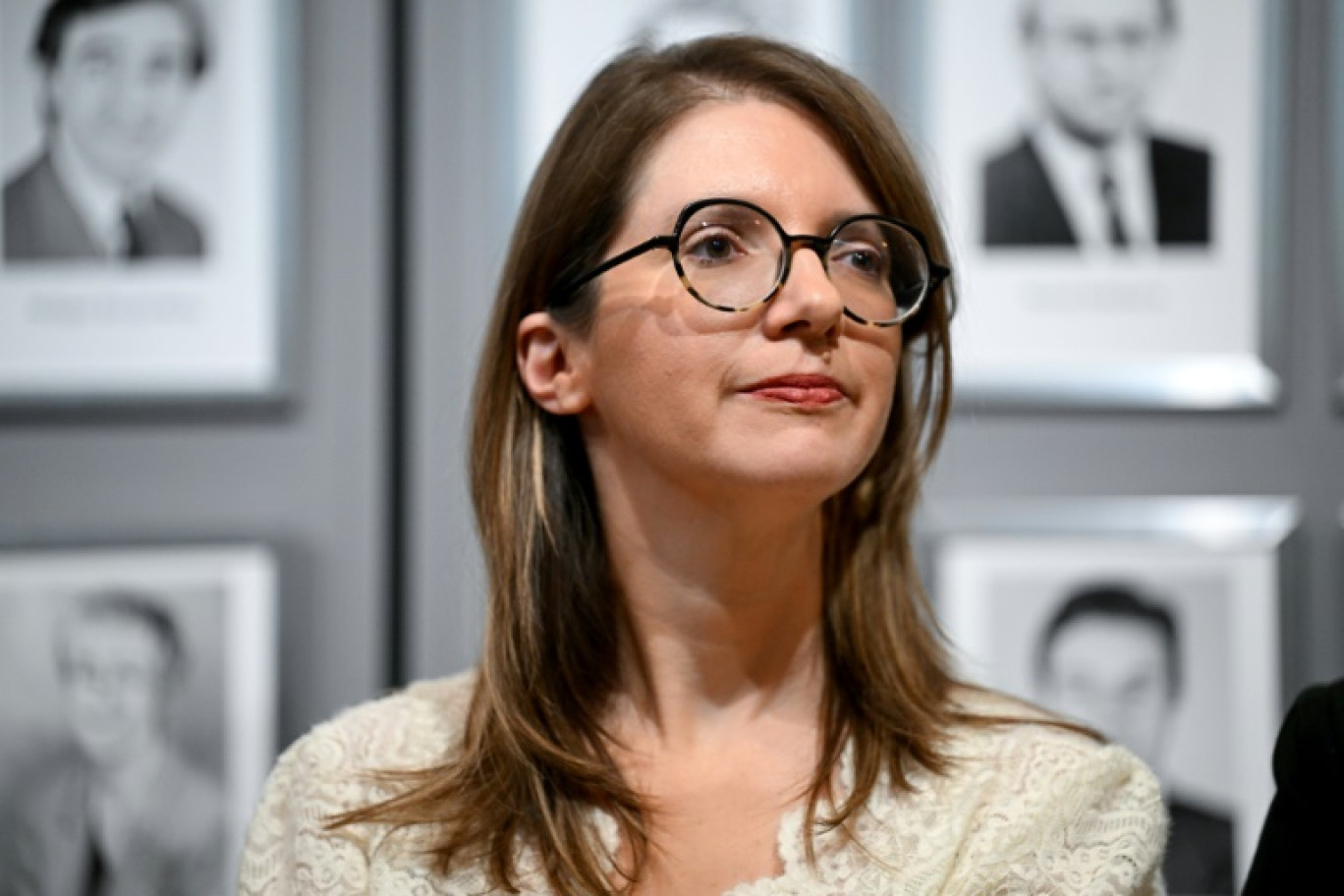 La ministre chargée de l'Egalité femmes-hommes Aurore Bergé lors de la passation de pouvoirs au ministre de la Santé à Paris le 24 décembre 2024 © Anna KURTH