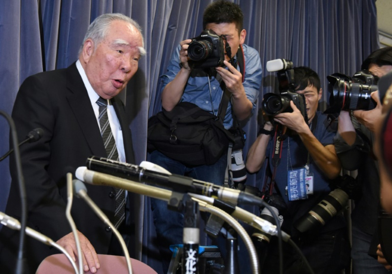 Osamu Suzuki, lors d'une conférence de presse à Tokyo, le 18 mai 2016 © TORU YAMANAKA