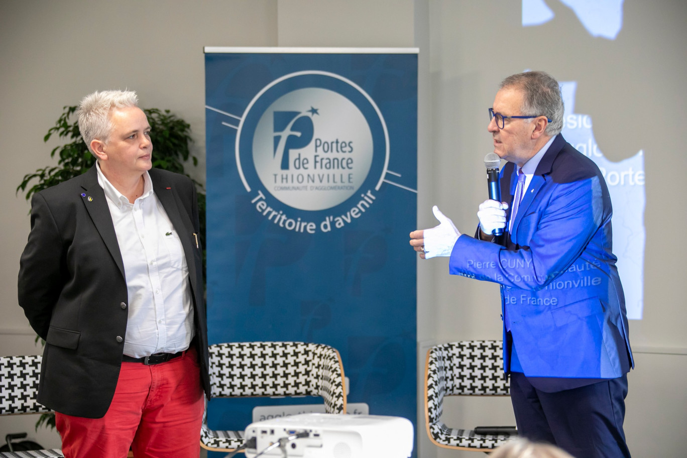 Hélène Boulanger, présidente de l'Université de Lorraine, et Pierre Cuny, président de la Communauté d'agglomération Portes de France-Thionville. © CAPFT.