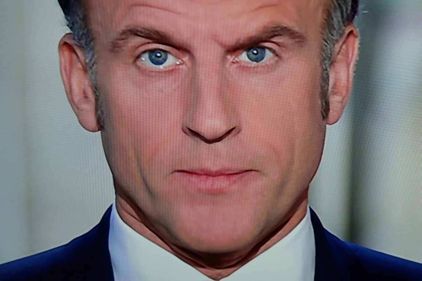 Le président Emmanuel Macron lors de ses voeux télévisés du 31 décembre 2024 © Kiran RIDLEY