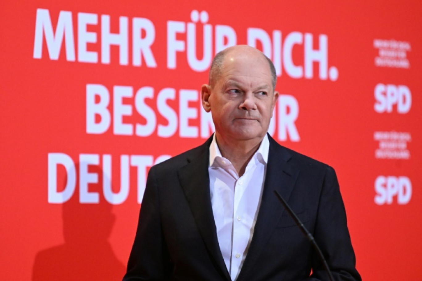 Olaf Scholz avant un discours de campagne le 5 janvier 2025 à Berlin © RALF HIRSCHBERGER