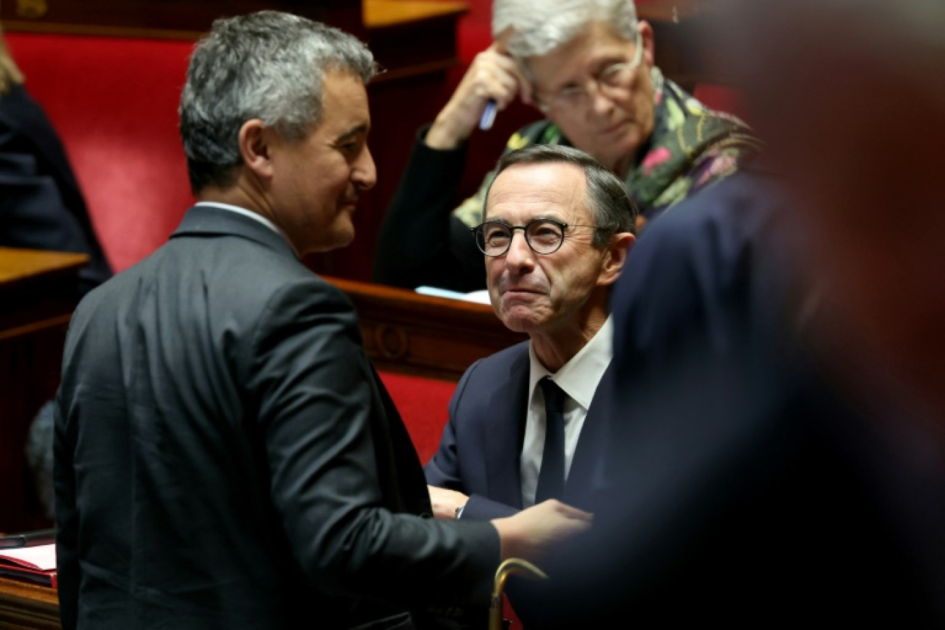 Gérald Darmanin et Bruno Retailleau lors des questions au gouvernement à l'Assemblée nationale le 15 octobre 2024 © ALAIN JOCARD