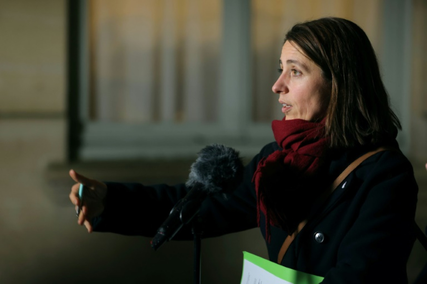 Sophie Binet à la sortie de l'hôtel Matignon, à Paris, le 8 janvier 2025 © Thomas SAMSON