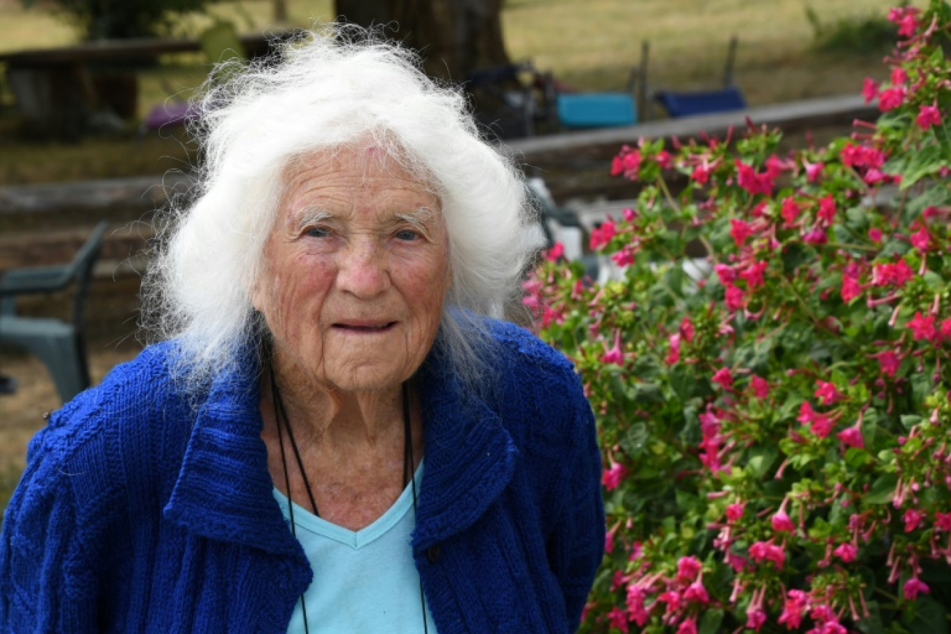 La résistante Genevieve Callerot, 102 ans, dans sa ferme à Saint-Aulaye (Dordogne)le 25 août 2018 © MEHDI FEDOUACH