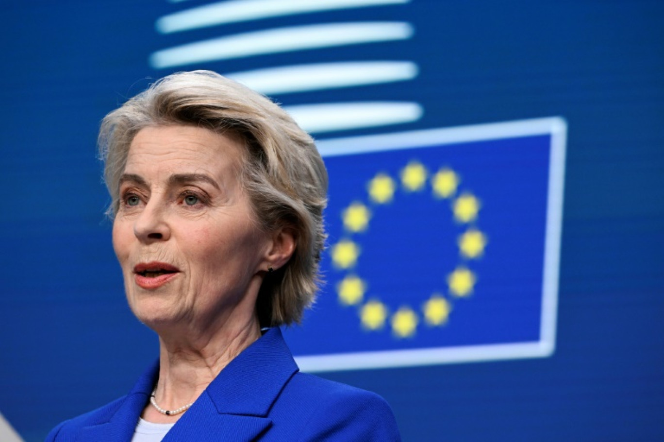 La présidente de la Commission européenne Ursula von der Leyen le 19 décembre 2024 à Bruxelles. © JOHN THYS