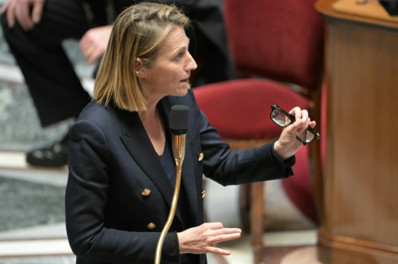 La ministre chargée du Travail et de l'Emploi, Astrid Panosyan-Bouvet, lors d'une séance de questions au gouvernement à l'Assemblée nationale à Paris le 21 janvier 2025 © Bertrand GUAY