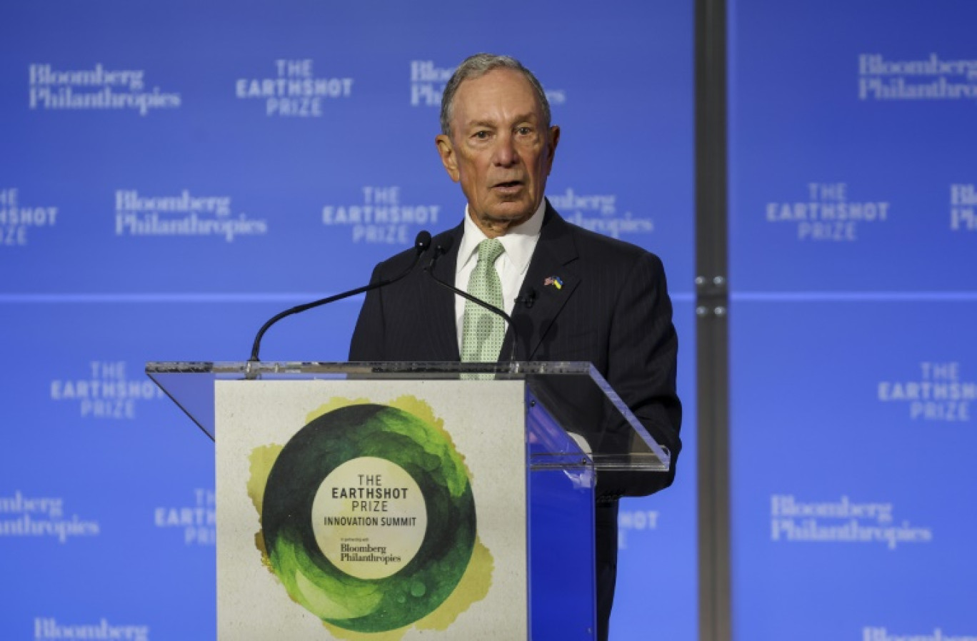 Le milliardaire Michael Bloomberg, ancien maire de New York, le 19 septembre 2023 à New York, où a été annoncé un sommet consacré à l'action climatique des villes et gouvernements locaux lors de la COP28 © SHANNON STAPLETON