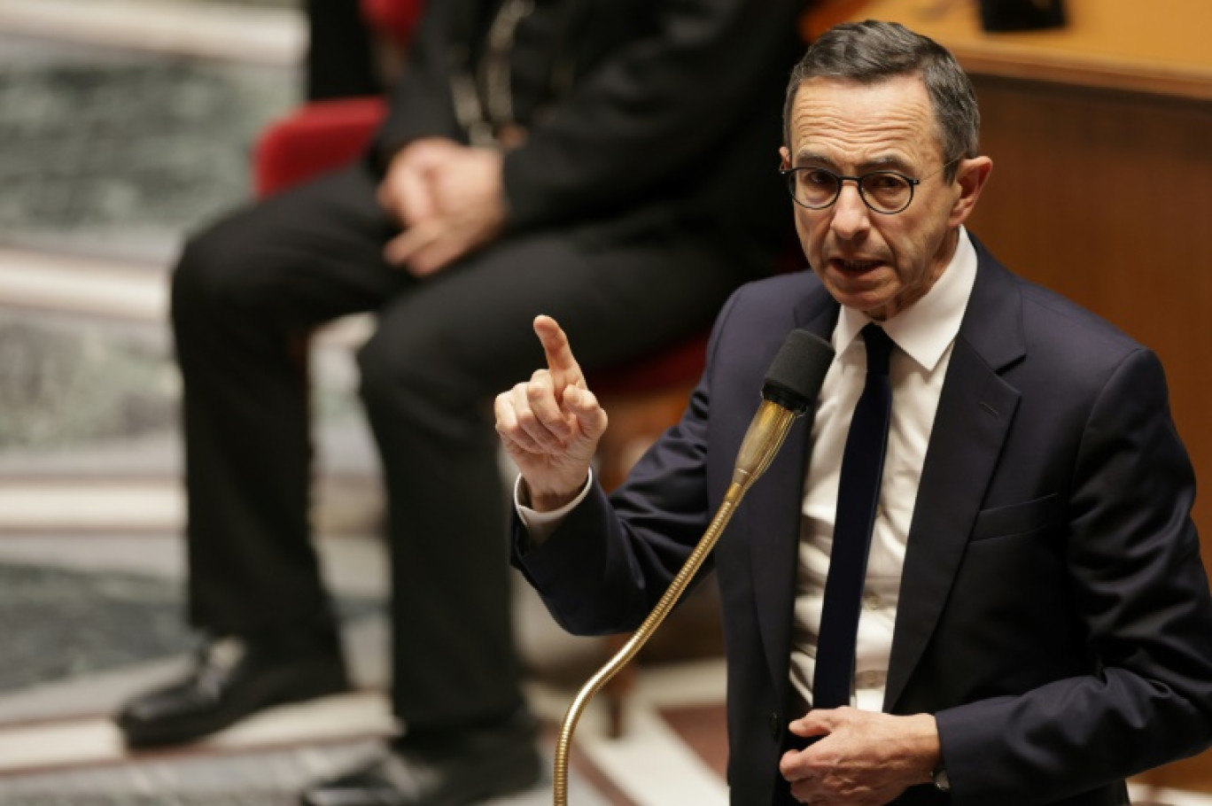 Le ministre de l'Intérieur, Bruno Retailleau, à l'Assemblée nationale, à Paris, le 15 janvier 2025 © Thibaud MORITZ