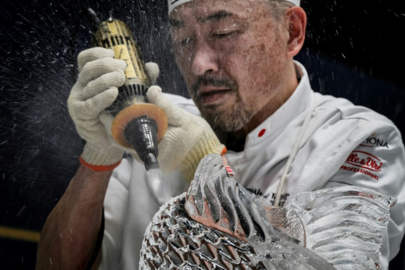 Le Japonais Ryu Miyazaki au concours de pâtisserie du Bocuse d'Or 2025 au Sirha à Chassieu, près de Lyon, le 24 janvier 2025 © JEFF PACHOUD