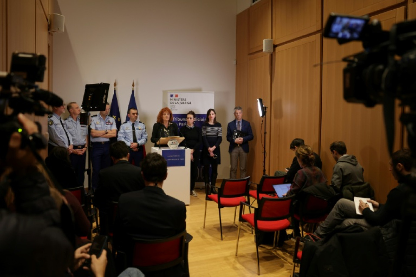 Conférence de presse le 23 janvier à Paris, après l'enlèvement puis la libération  de David Balland, cofondateur de la société Ledger. © Thibaud MORITZ