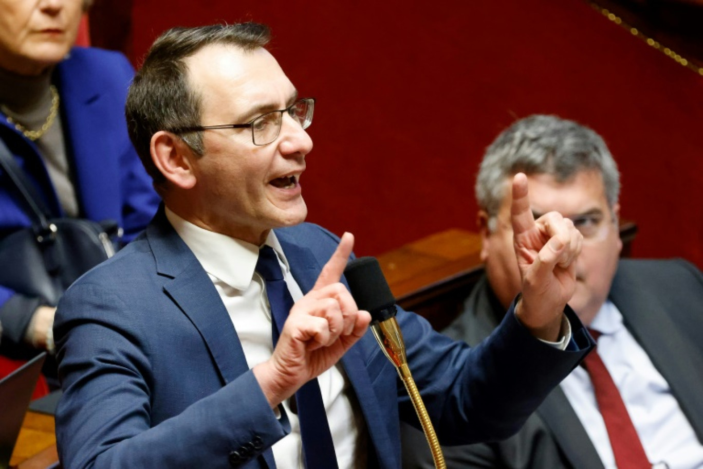 Le député Rassemblement National Laurent Jacobelli à l'Assemblée le 17 février 2023 © Ludovic MARIN