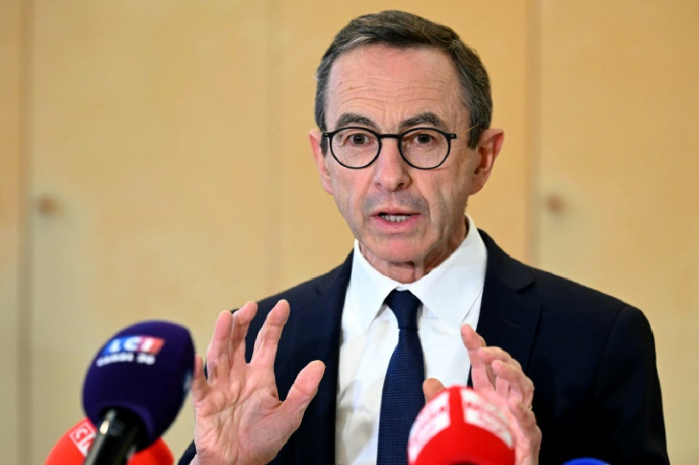 Le ministre de l'Intérieur Bruno Retailleau lors d'une conférence de presse, Versailles, le 24 janvier 2025 © Bertrand GUAY