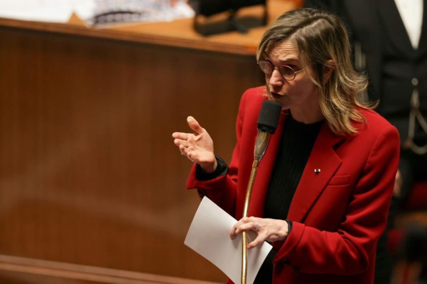 La ministre de la Transition écologique Agnès Pannier-Runacher lors de la session de questions au gouvernement à l'Assemblée nationale, Paris, le 22 janvier 2025 © Thibaud MORITZ